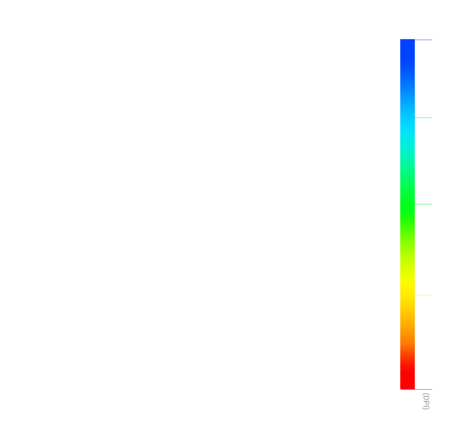 标记沿着 RGB 色谱向下移动的短动画，显示鼠标所在的 DPI 等级。