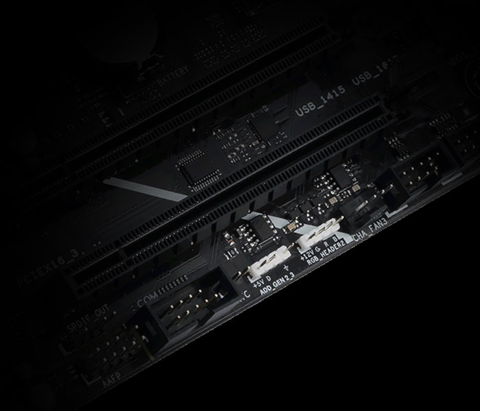 The PRIME X670-P WIFI motherboard features addressable Gen 2 headers. 