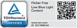 TUV Flicker free and low blue light technology logo