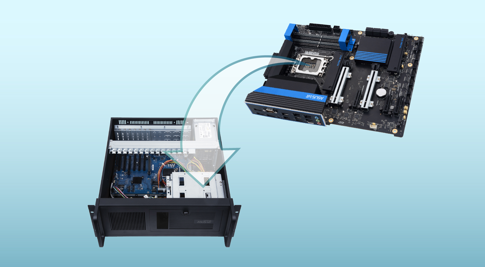 Illustration indicating tool-free or simplified product installation