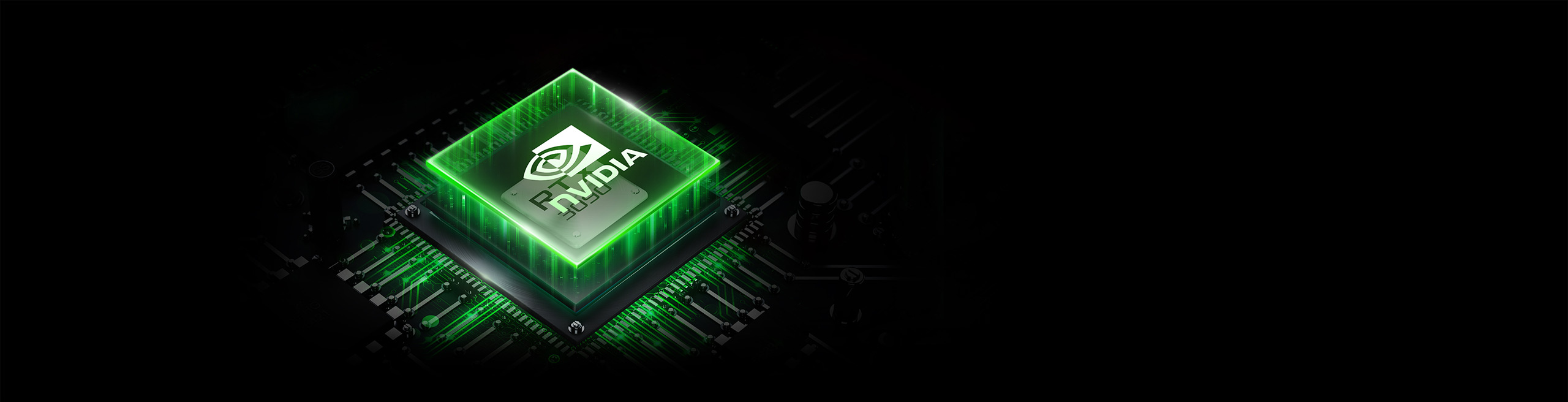 Artist rendering of a green GPU socket, with “NVIDIA RTX 3090” written over the GPU socket.