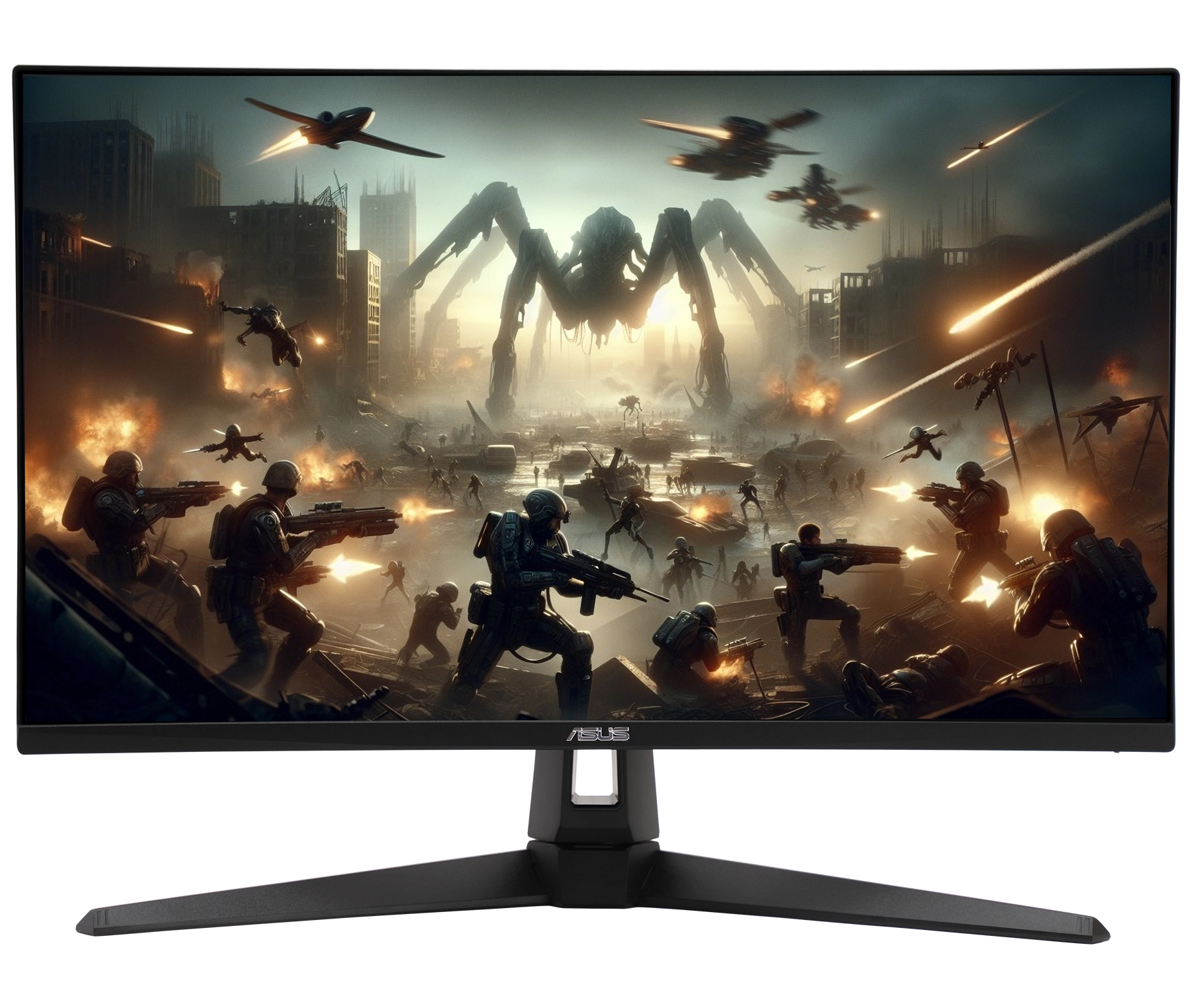 VG27AQM5A 屏幕正在显示色彩饱和、生动鲜艳的战斗游戏画面