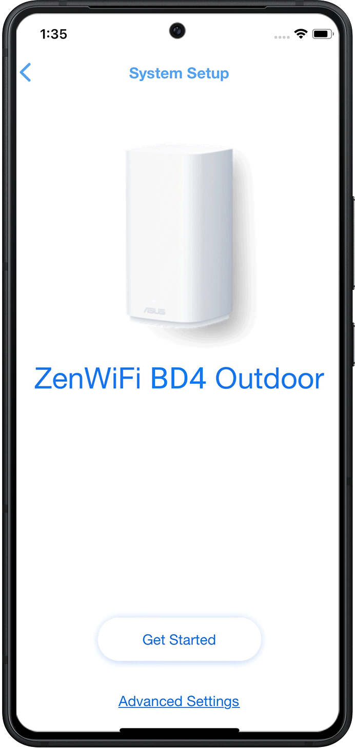GIF 展示了华硕路由器应用程序的三步设置界面。