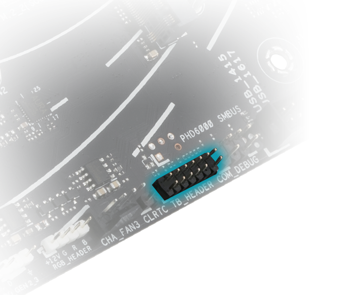 The PRIME B650-PLUS motherboard features Thunderbolt™ USB4 header.