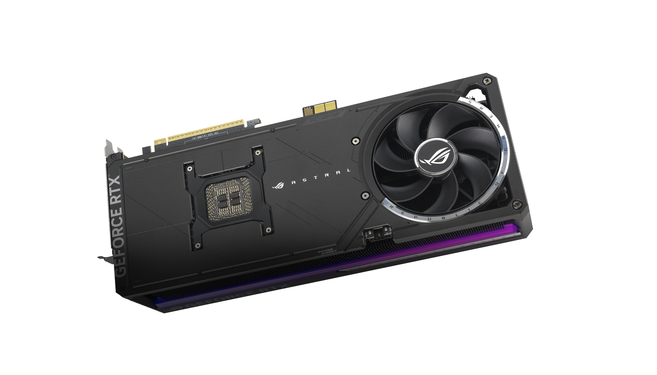 ROG Astral 后视图，搭配银河背景