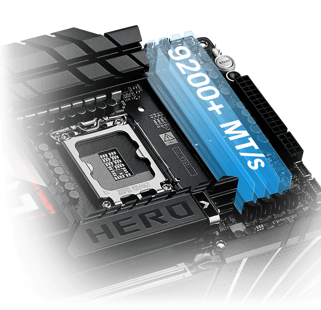 The ROG Maximus Z890 Hero lets you overclock memory up to 8800+ MT/s.