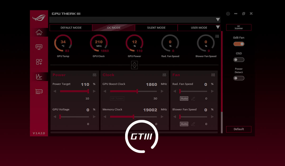 GPU Tweak III 用户界面