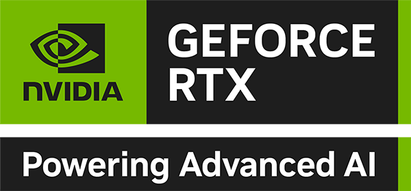 NVIDIA GEFORCE RTX LOGO，先进的 AI 助力