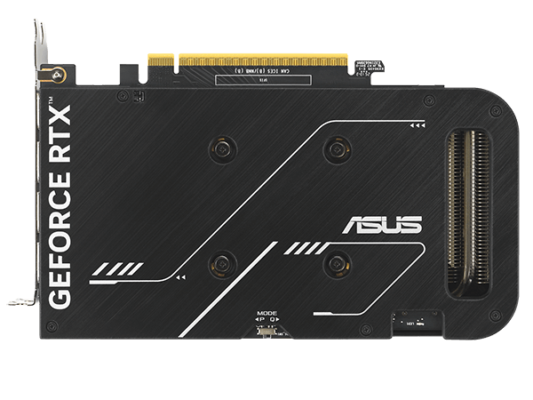 GeForce RTX 显卡保护背板特写。