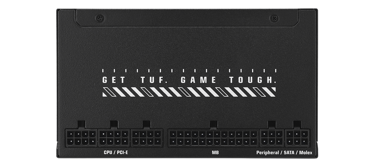 TUF Gaming PSU 的右侧显示了接头。