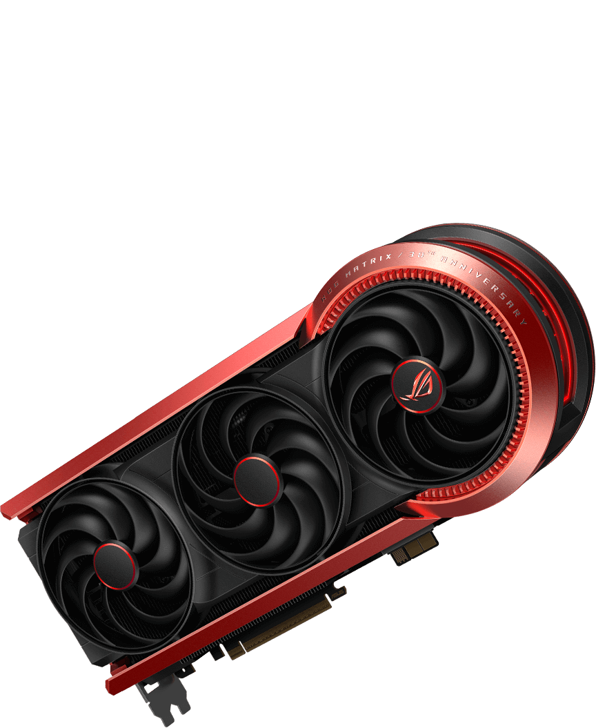 ROG Matrix 显卡的正面视图与背面视图