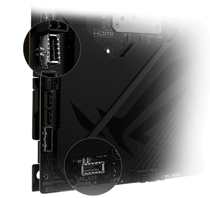 ROG Crosshair X870E Hero BTF 上的两个 USB 20Gbps USB Type-C® 面板连接器