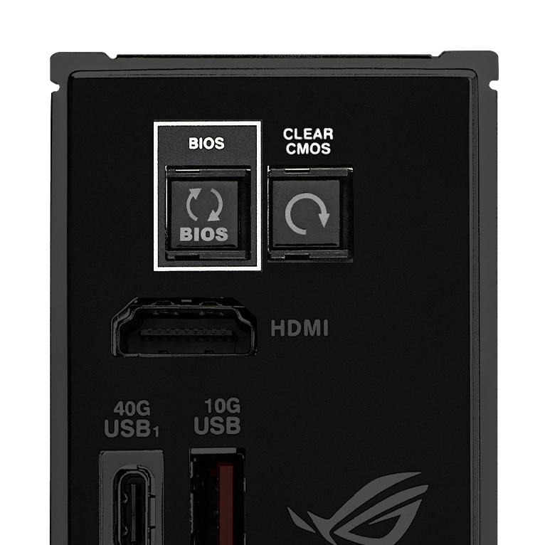 ROG Crosshair X870E Hero BTF 上的清除 CMOS 和 BIOS Flashback