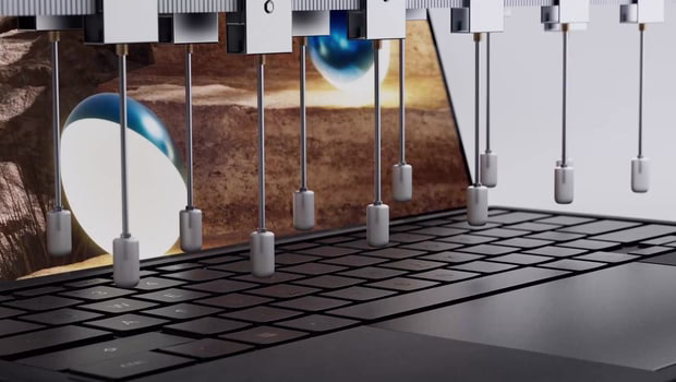 The image shows a close-up of a reinforced detachable keyboard structure.