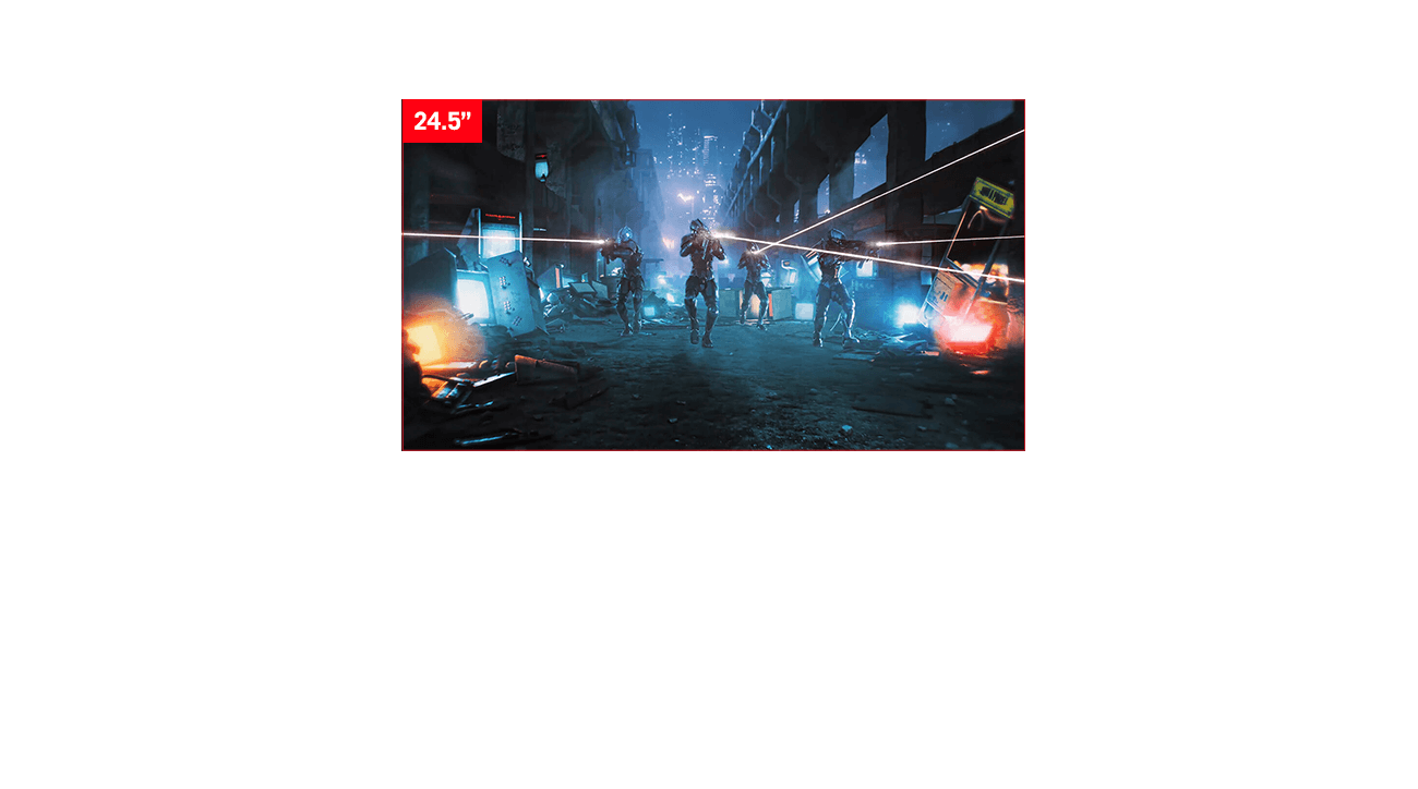 屏幕比例可设定为显示 24.5 英寸的影像。
