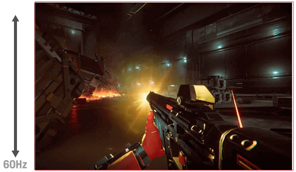 第一人称射击游戏影片，显示开枪时的屏幕闪烁