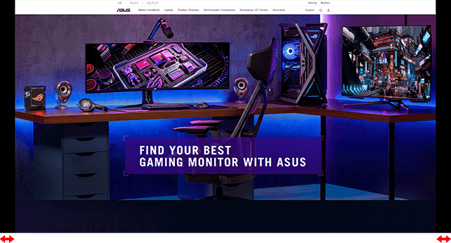 具有屏幕左右两侧黑条的网页浏览器屏幕截图,以显示 OLED Care+ 的屏幕位移功能的效果。