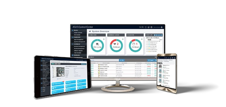 华硕控制中心（ACC）服务器监控与人工智能管理软件界面