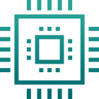 一个代表数据性能优化的绿色芯片图标。
