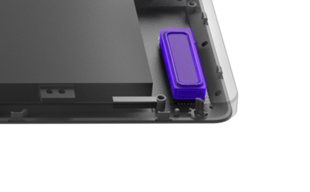 An extreme close-up and 3D cutaway of the woofers on a 幻16 Air, showing their position near the edge of the chassis closest to the user.