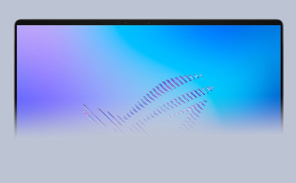 The top half of a 幻16 Air’s screen, with the ROG Fearless Eye logo on screen.