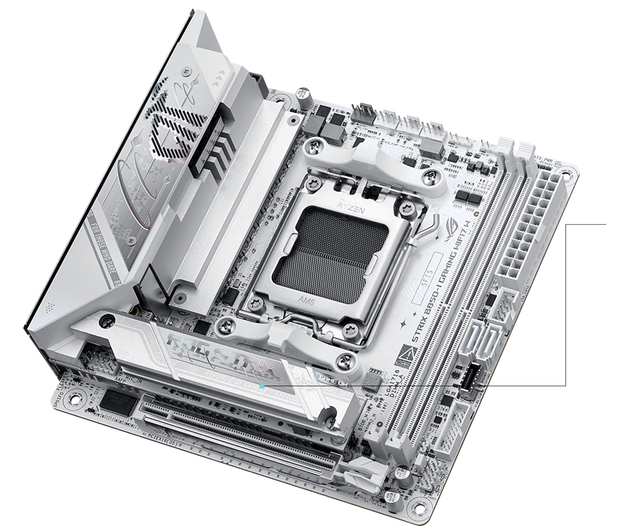 Strix B850-I WIFI7 W M.2散热片与背板布局