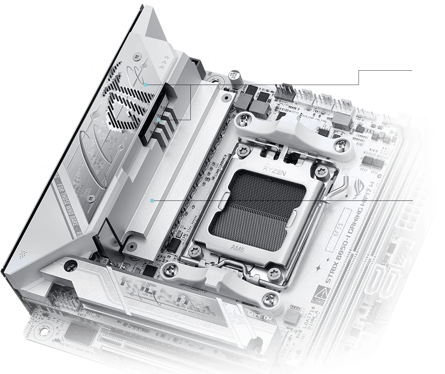 Strix B850-I WIFI7 W VRM 散热设计布局