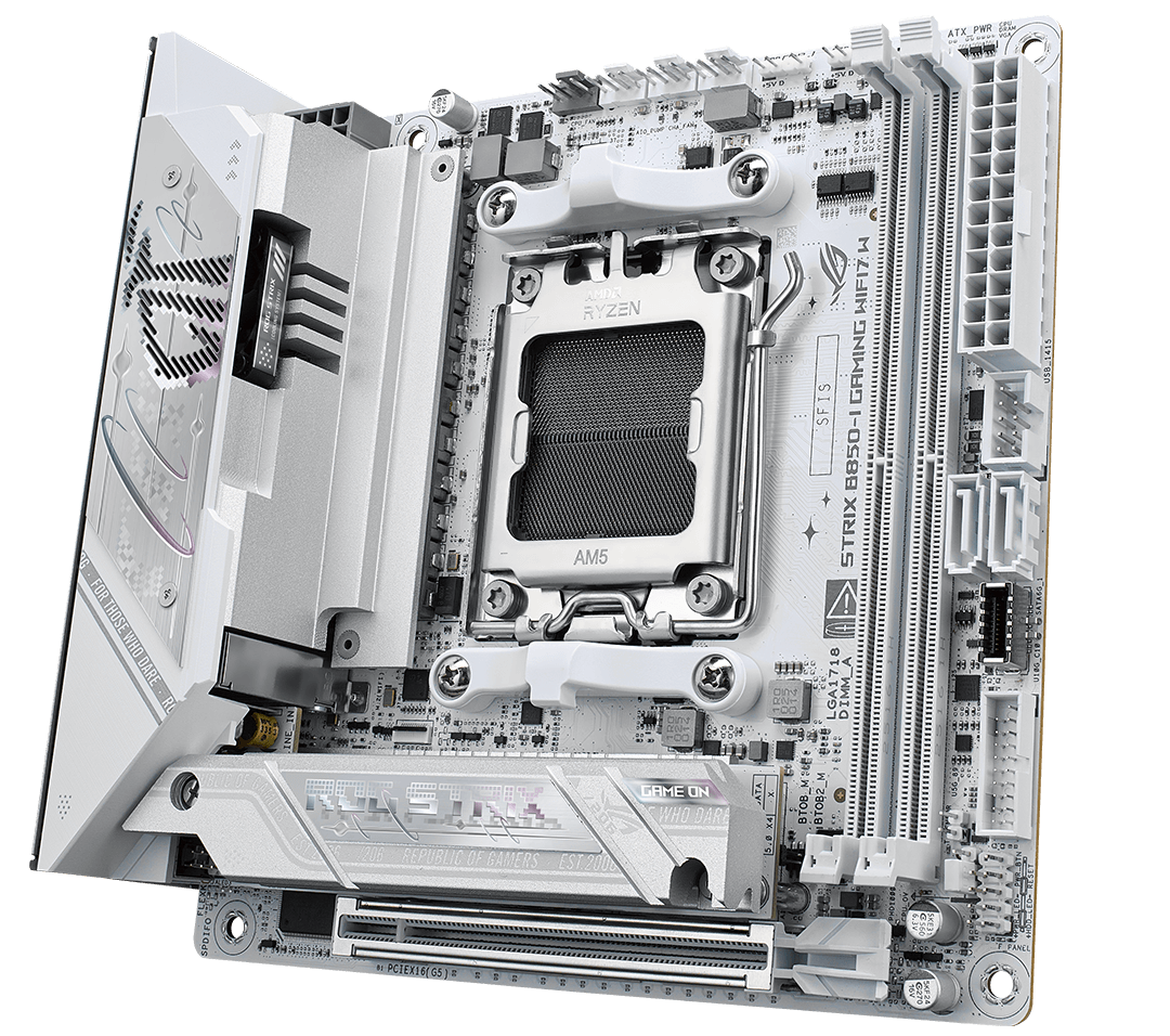 ROG Strix B850-I WIFI7 W 主板采用 10+2+1 供电模组,每个可处理高达 110A 电流。