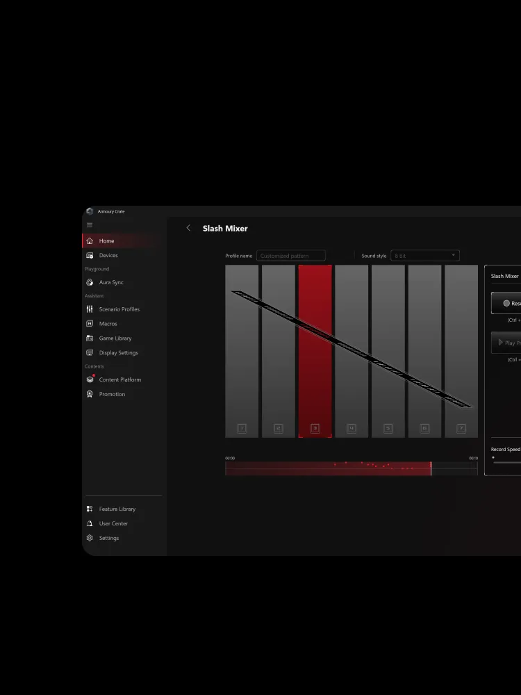 slash mixer user interface