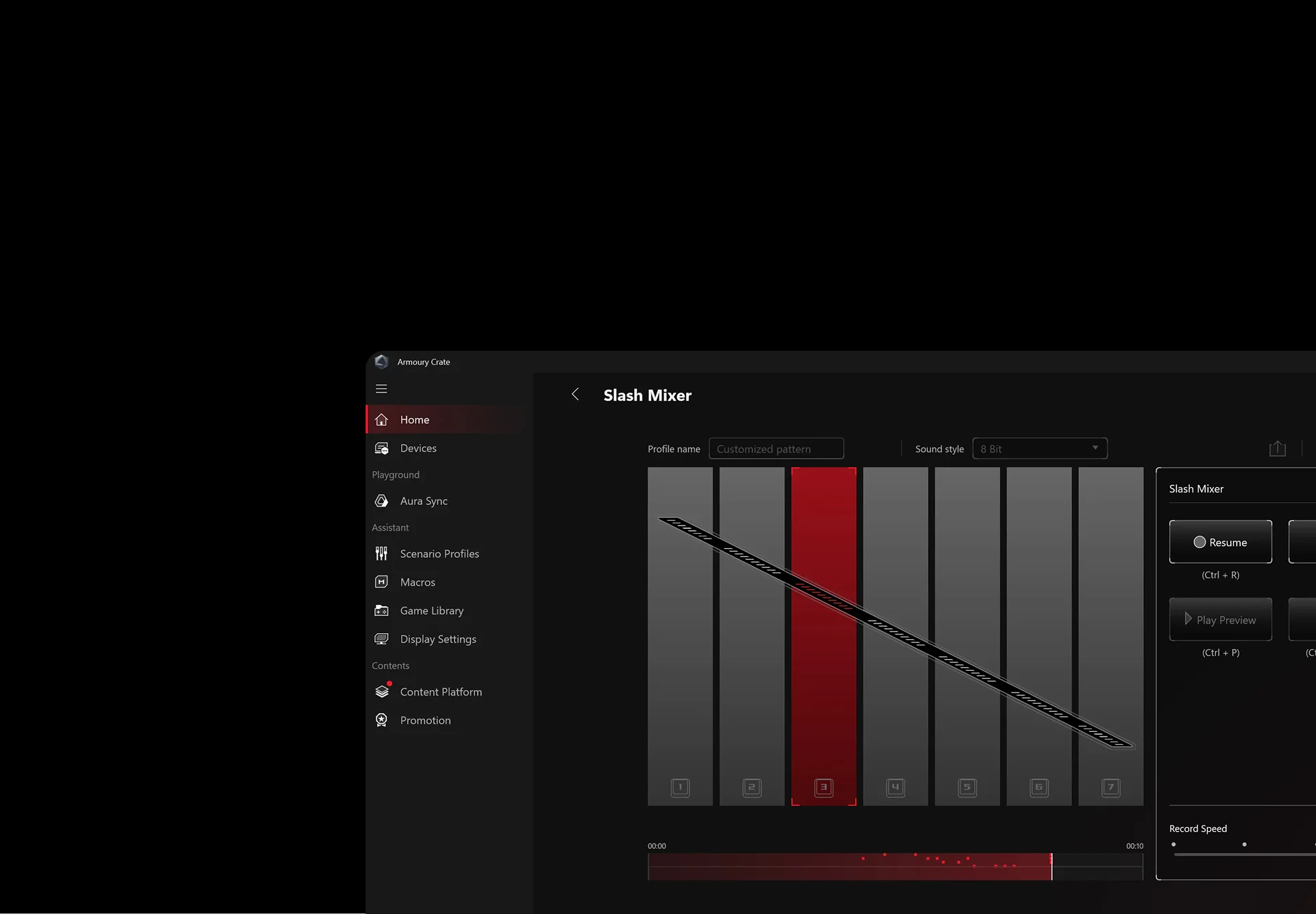 slash mixer user interface