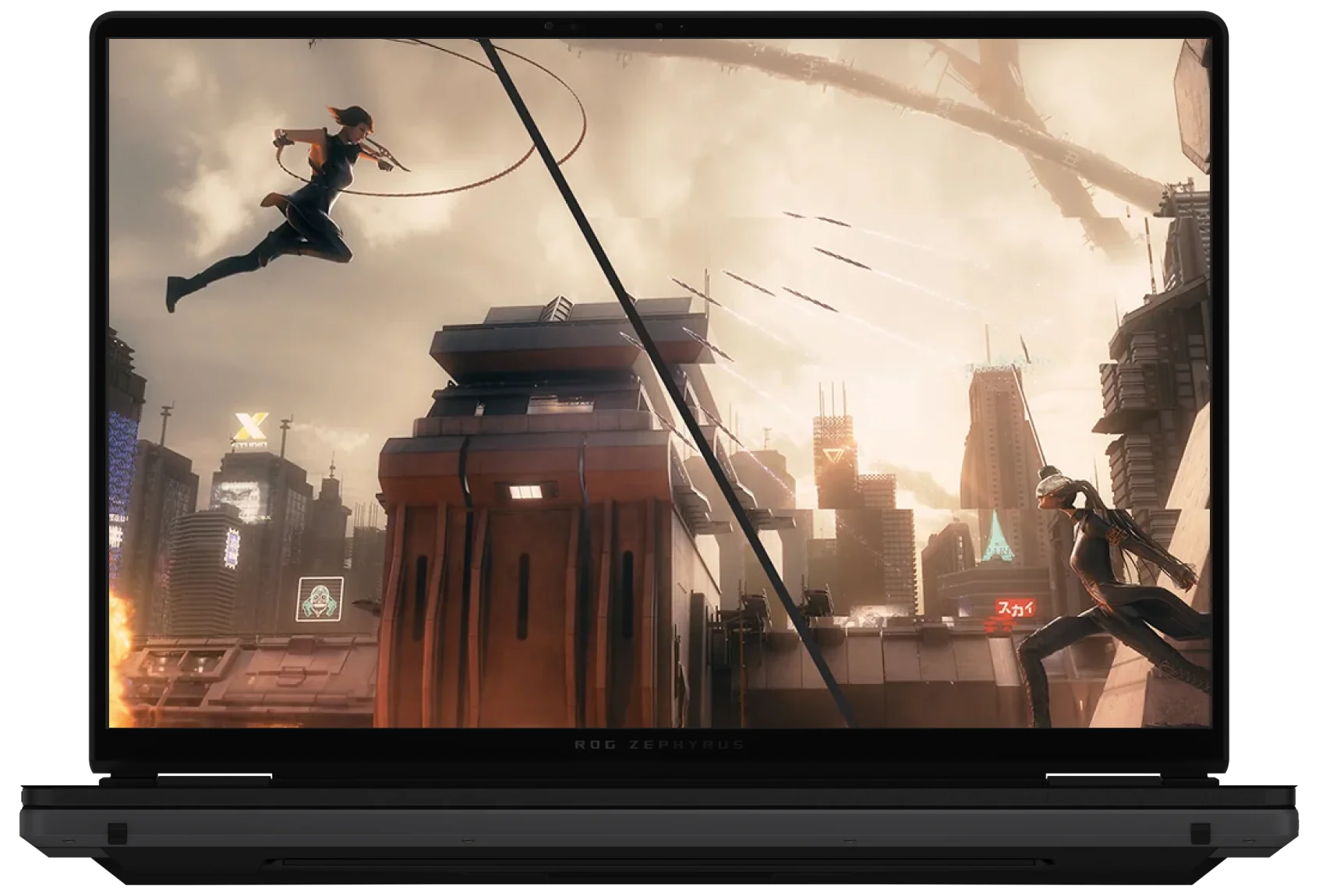 A game visual showcasing the difference between G-Sync on and off.