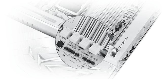 ROG Crosshair X870E Glacial 左侧俯视图