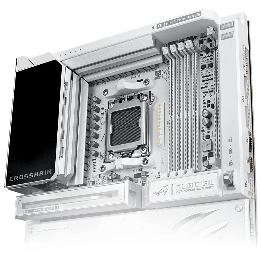 ROG Crosshair X870E Glacial主板配备5英寸全彩液晶显示屏