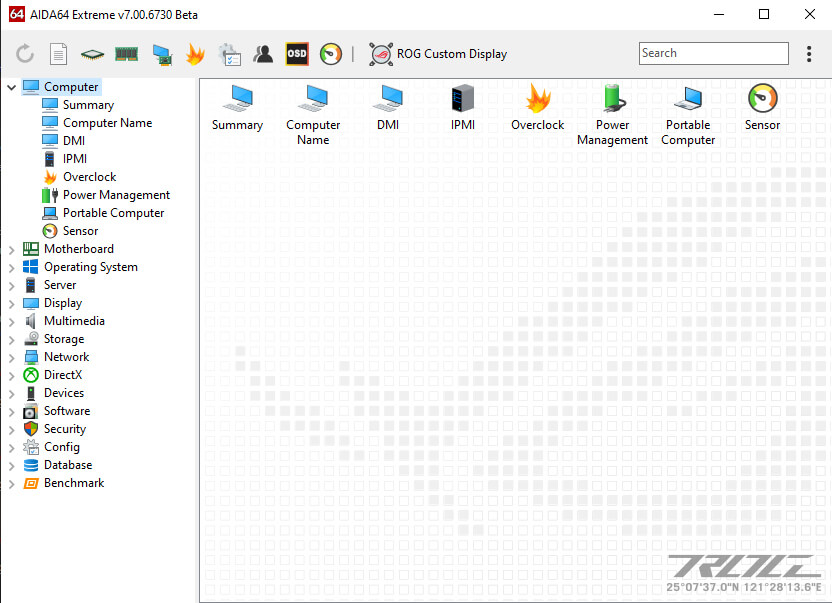 ROG AIDA64 Extreme UI 界面截图