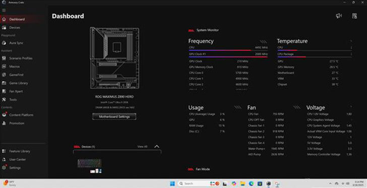 Amoury Crate GameFirst 用户界面截图