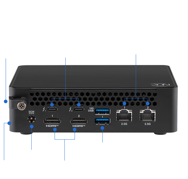 ASUS NUC 15 Pro pure back with IO 接口