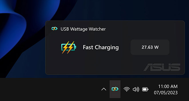 TUF GAMING X870-PRO WIFI7 W NEO主板的放大插图，突出显示了前面板 USB 10Gbps Type-C 接口，支持高速连接。