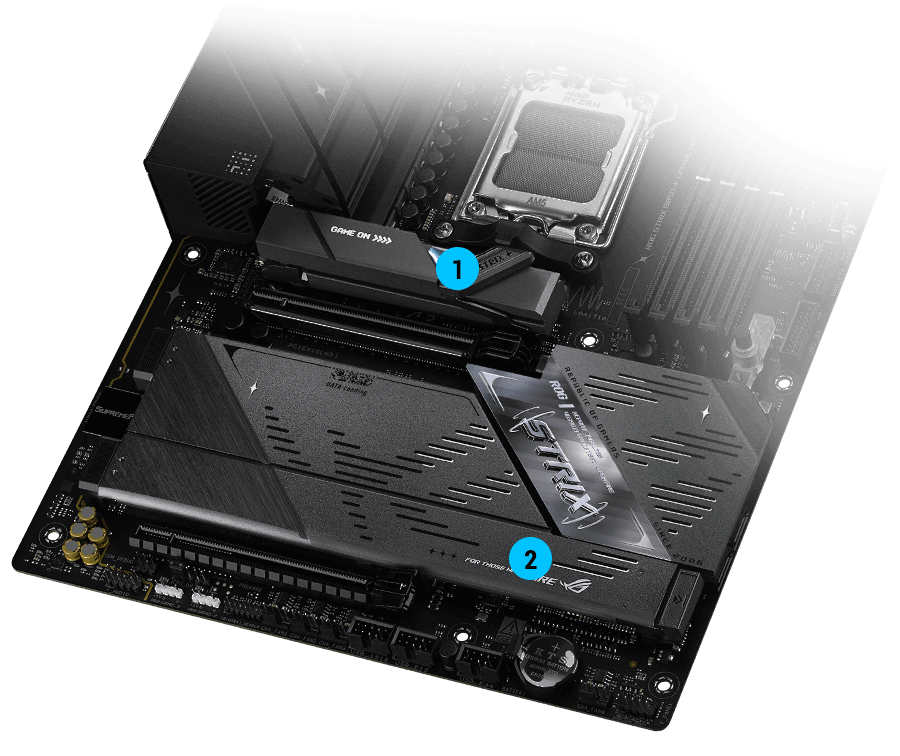 ROG STRIX B850-F GAMING WIFI7 Neo M.2散热片与背板布局