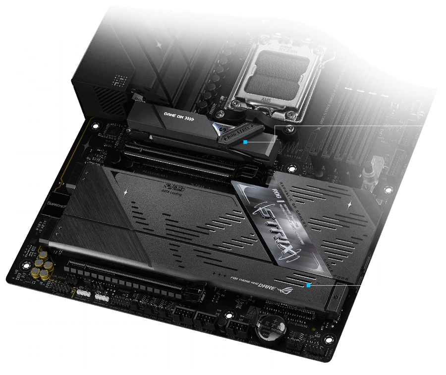 ROG STRIX B850-F GAMING WIFI7 Neo M.2散热片与背板布局