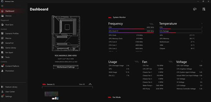 Amoury Crate GameFirst 用户界面截图