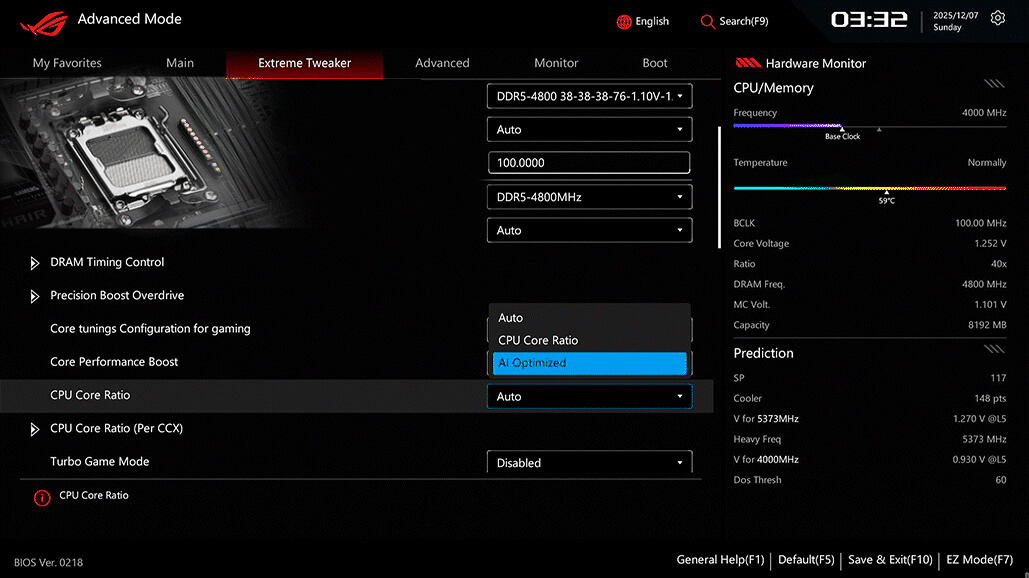AI超频功能可让您自动优化性能。