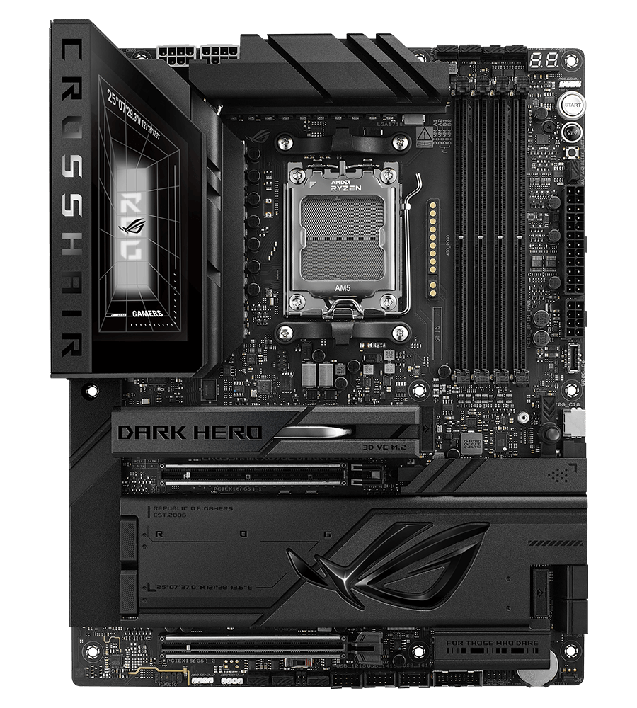 ROG Crosshair X870E Dark Hero 主板上的 PCIe 5.0 & PCIe 4.0 插槽布局