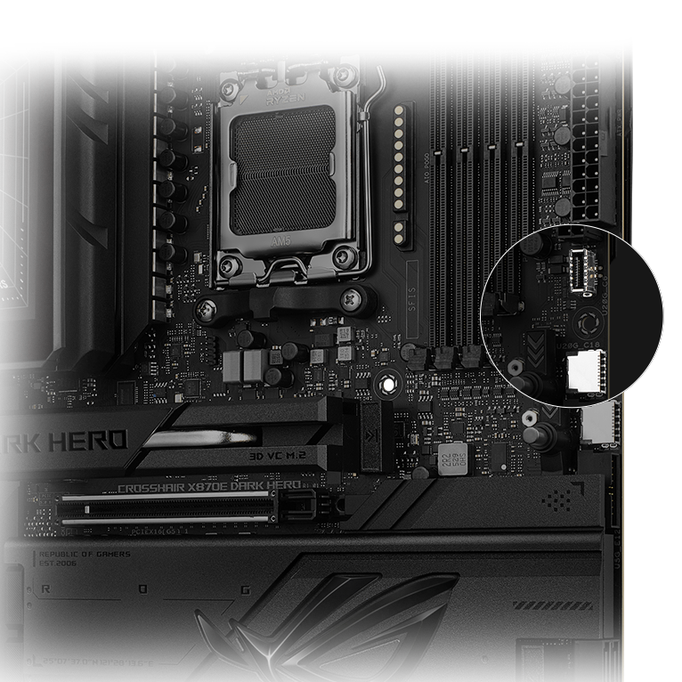 ROG Crosshair X870E Dark Hero 主板配备两个前置面板 USB 20Gbps Type-C 接口