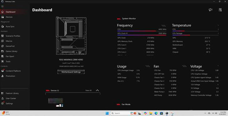 Amoury Crate GameFirst 用户界面截图