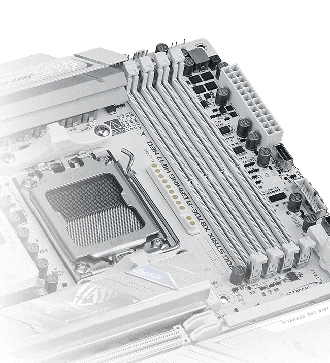 Strix B850-I X870E-A 支持将内存超频至高达 8400+ MT/s。