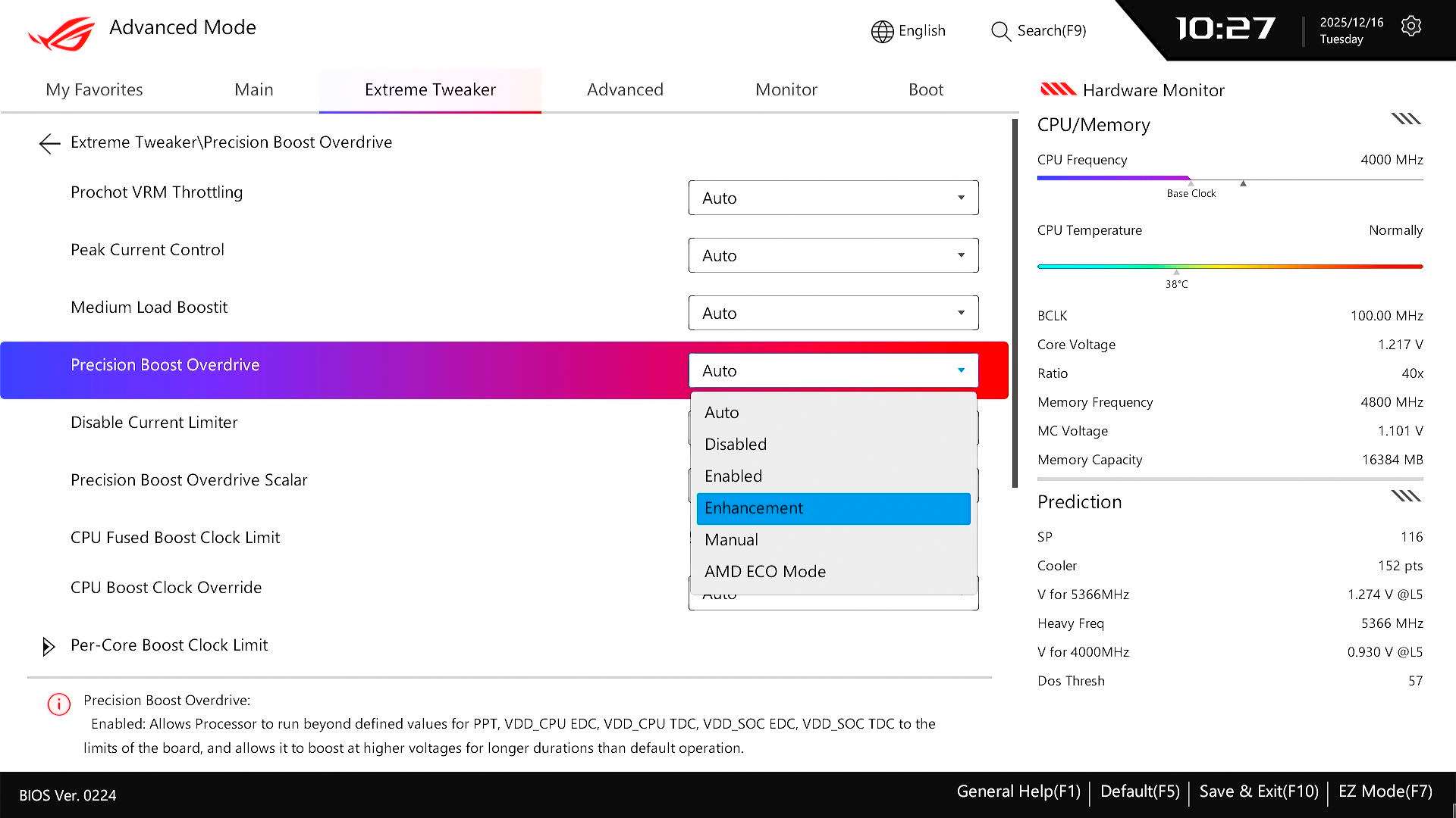 PBO 设置可在 UEFI BIOS 实用程序中进行配置。