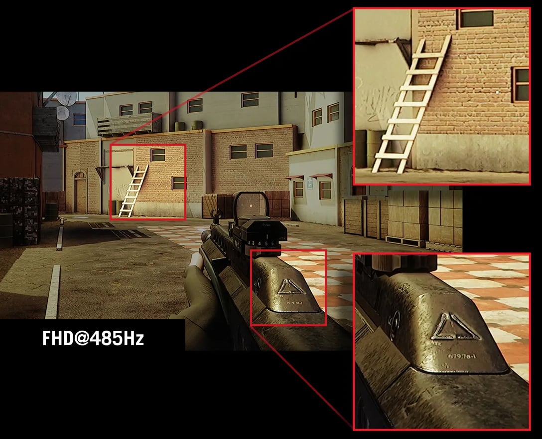 标注&ldquo;SMART PIXEL ON&rdquo;的游戏截图，展示了图像增强技术的效果。放大后的细节明显更加清晰锐利。纹理分明，边缘锐利，呈现出较高的视觉清晰度与细节表现。