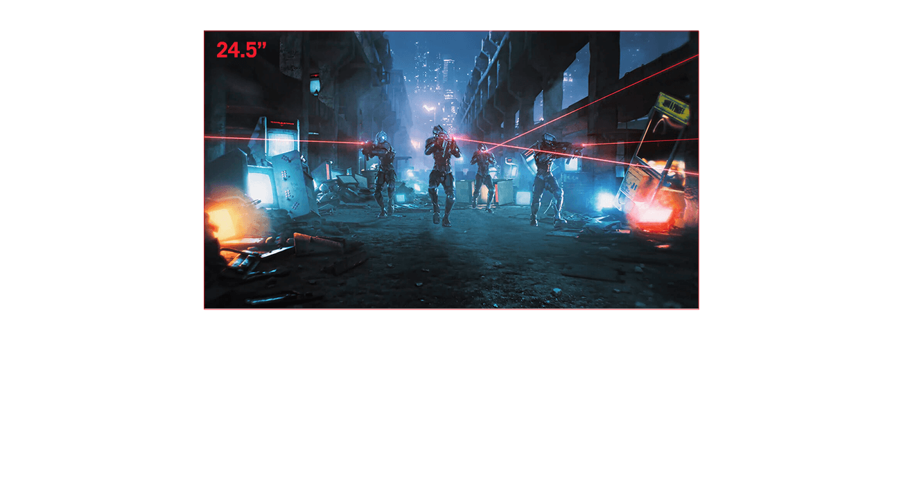 屏幕比例可设置为显示 24.5 英寸的影像。