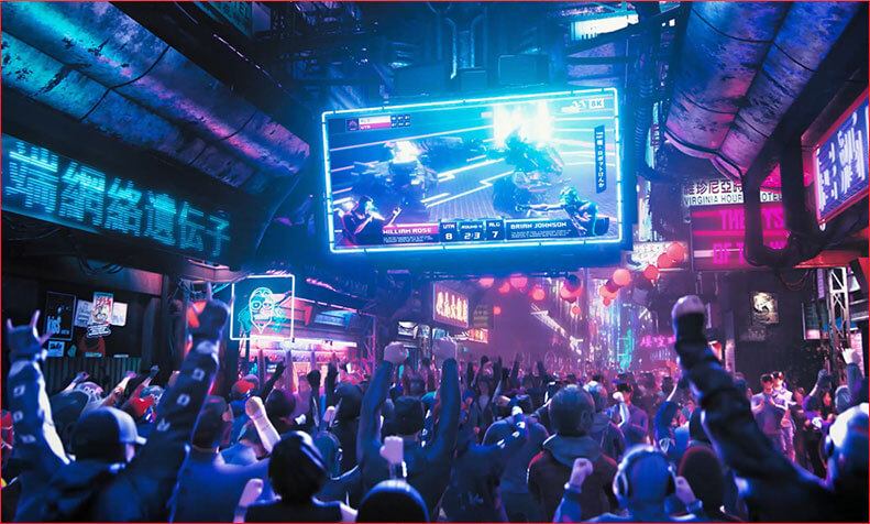 群众观看战斗直播的壮观画面