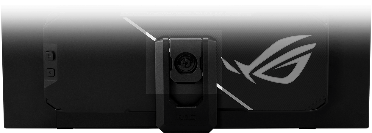 特写镜头展示了 ROG XG129C 显示器背面的内置三脚架插座。